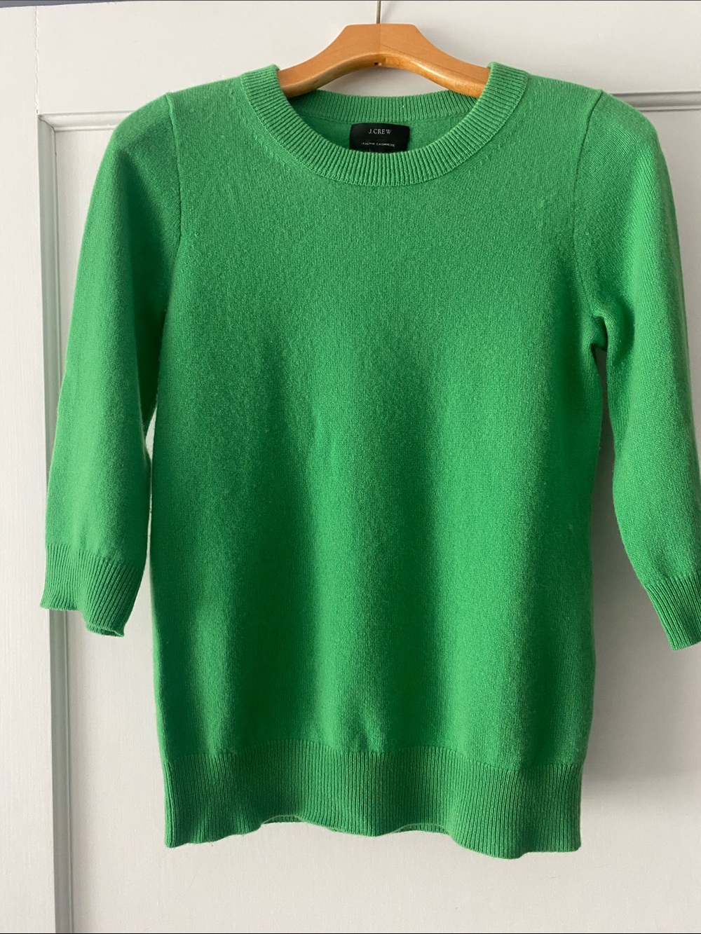 J. Crew Bright Green Cashmere Crewneck Sweater